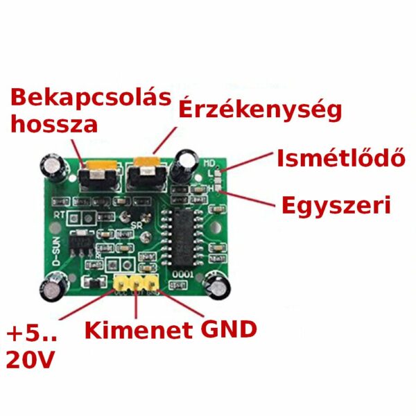HC-SR501 mozgásérzékelő modul, PIR szenzor - Image 2