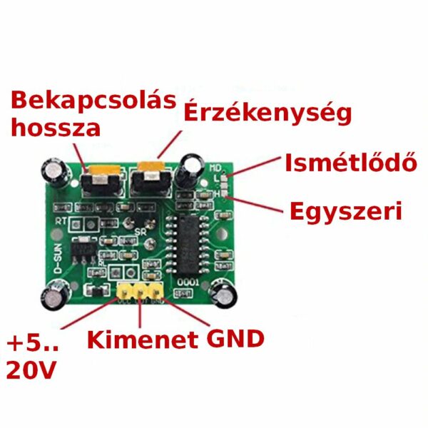 HC-SR501 mozgásérzékelő modul, PIR szenzor