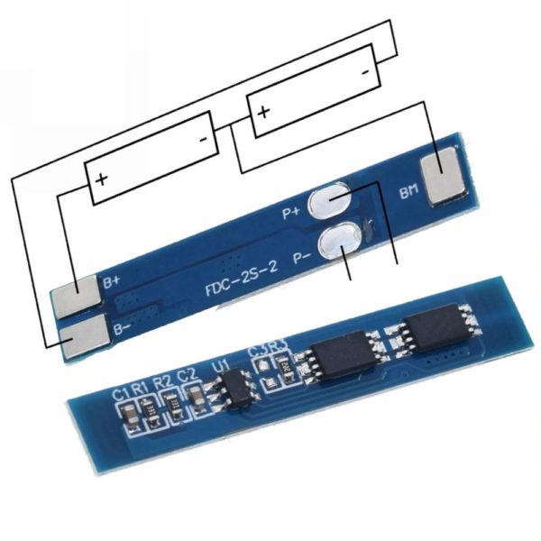2S 3A BMS Li-ion akkumulátor védő modul balansz nélkül