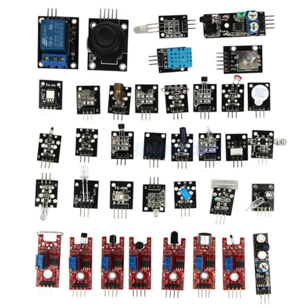 37 különböző szenzorból és kiegészítőből álló készlet Arduinohoz