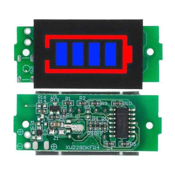 Akkumulátor töltöttség jelző 1S - 4S Li-ion akkumulátorokhoz, kék - 2S