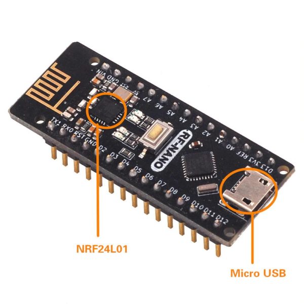 Arduino RF-NANO fejlesztőpanel ATmega328+NRF24L01+CH340+microUSB