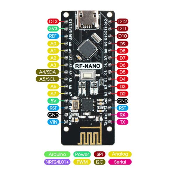 Arduino RF-NANO fejlesztőpanel ATmega328+NRF24L01+CH340+microUSB - Image 3
