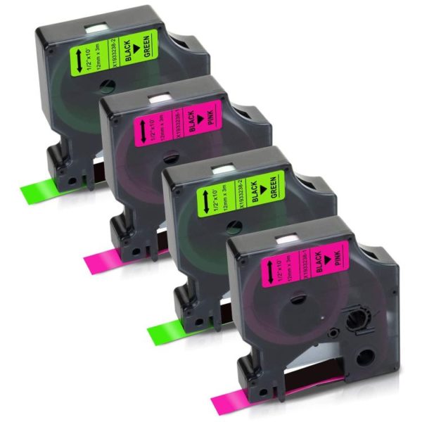 Dymo D1 kompatibilis fluoreszkáló neon feliratozógép szalag 12mm, 3m