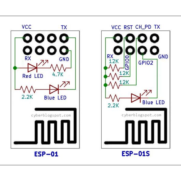 ESP-01S WiFi kommunikációs modul 32 bites ESP8266-tal