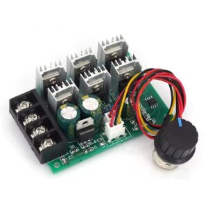 PWM DC motor sebességszabályzó panel, 9-55V 40A 2000W, teljesítménytranzisztorokkal, hűtőbordákkal és szabályozó potméterrel