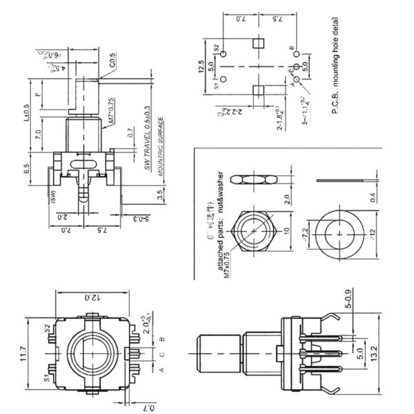 EC11 15mm rotary encoder incrementális jeladó D fejjel - Image 2