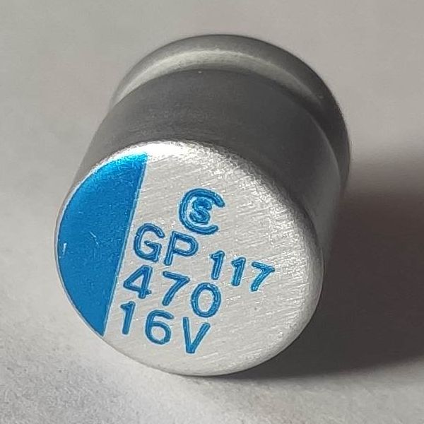 470uF 16V nagy terhelhetőségű alumínium polimer kondenzátor Elite GP