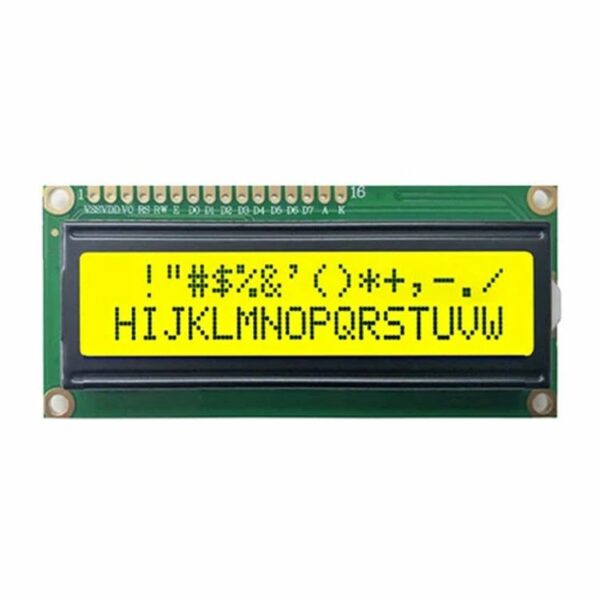 2x16 karakteres LCD modul zöldessárga háttérvilágítással I2C-vel