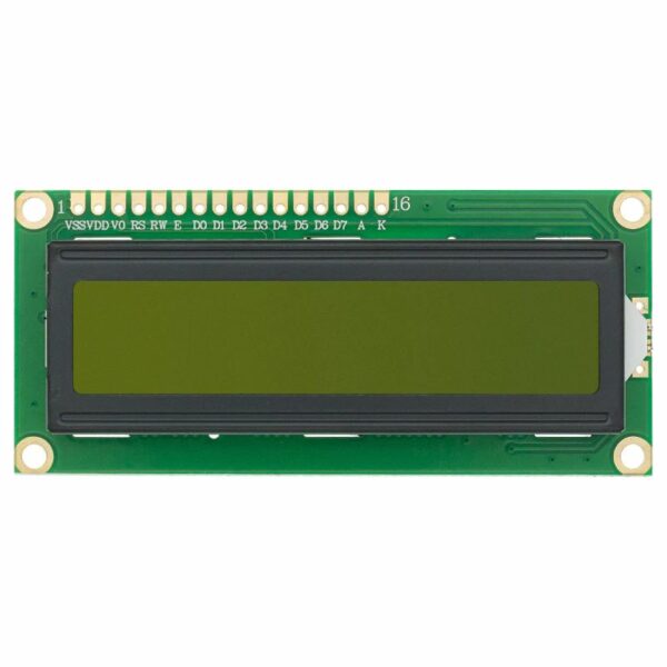 2x16 karakteres LCD modul zöldessárga háttérvilágítással