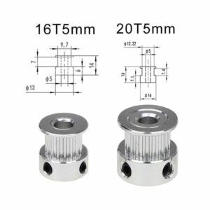 GT2-6mm T16-5mm bordáskerék alumíniumból