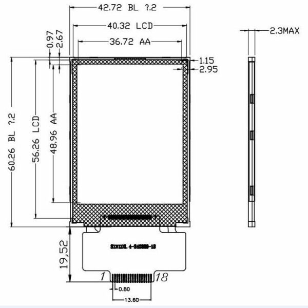 2.4" színes SPI TFT panel ILI9341 vezérlővel 240x320 pixel