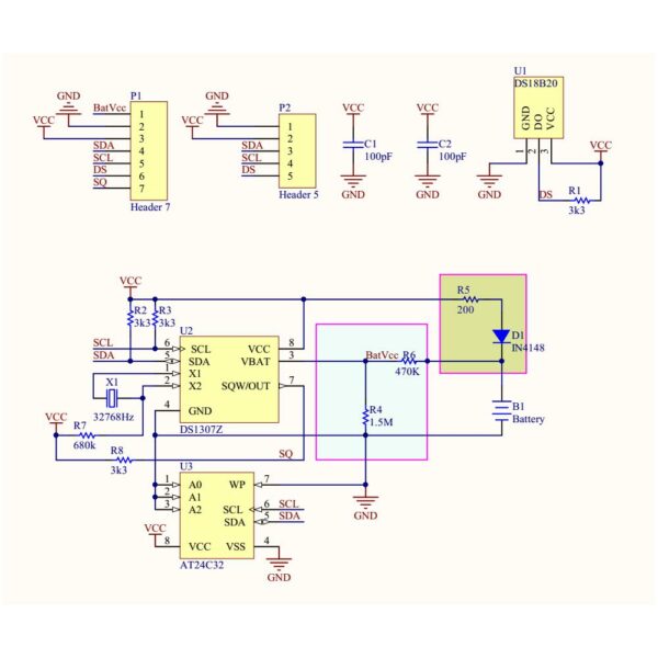 DS1307 RTC modul IIC interfésszel, AT24C32 eeprommal - Image 2