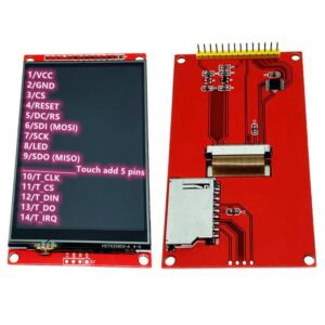 2.4" 240x320 pixeles SPI TFT touch kijelző modul SD kártyaolvasóval ILI9341 vezérlővel