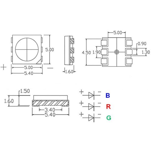 10 db 5050-es nagy fényerejű SMD RGB színes led - Image 2