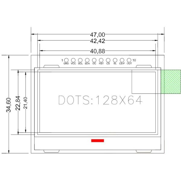 GM12864 LCD modul 128x64 pixel, SPI, ST7565A vezérlővel