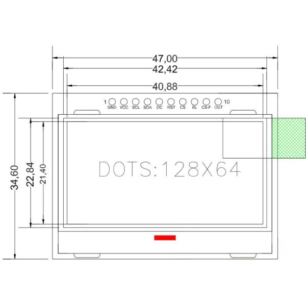 GM12864 LCD modul 128x64 pixel, SPI, ST7565A vezérlővel - Image 3