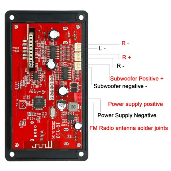 JX-Y10 2.1 csatornás bluetooth 5.0 audio erősítős előlap modul távirányítóval