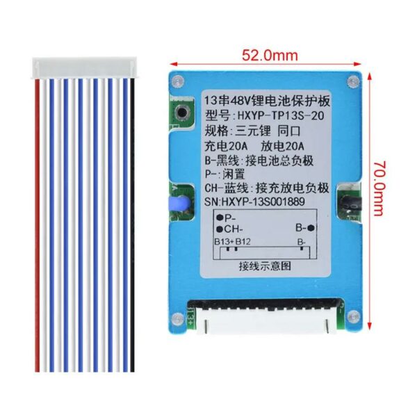 13S (48V) 20A Li-ion BMS akkumulátor védő modul balansz nélkül - Image 3