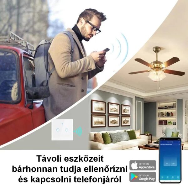 Okos érintős kapcsoló Tuya kompatibilis, fehér - Image 3