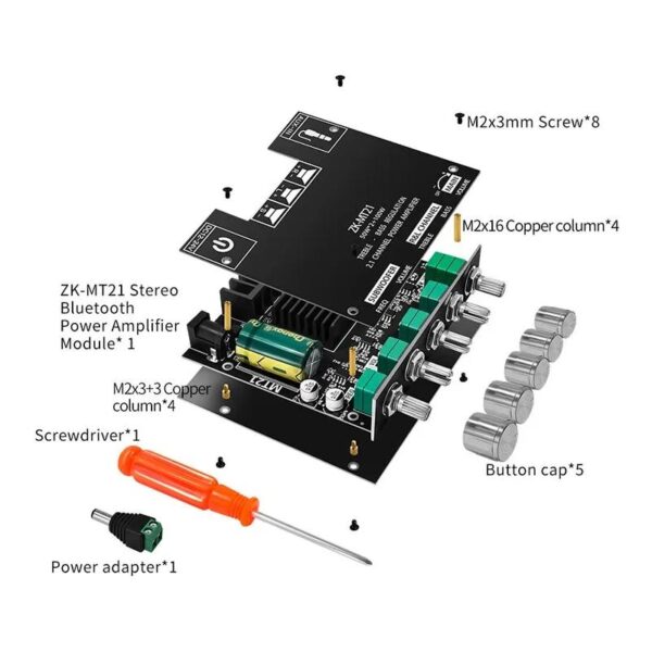 ZK-MT21 2.1 csatornás 80+2x40W erősítő BT5.0 vevővel