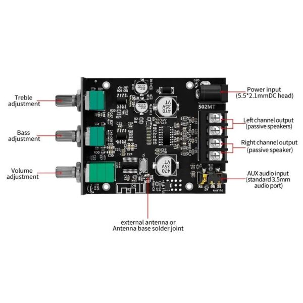 ZK-502MT 2x40W erősítő bluetooth 5.0 vevővel