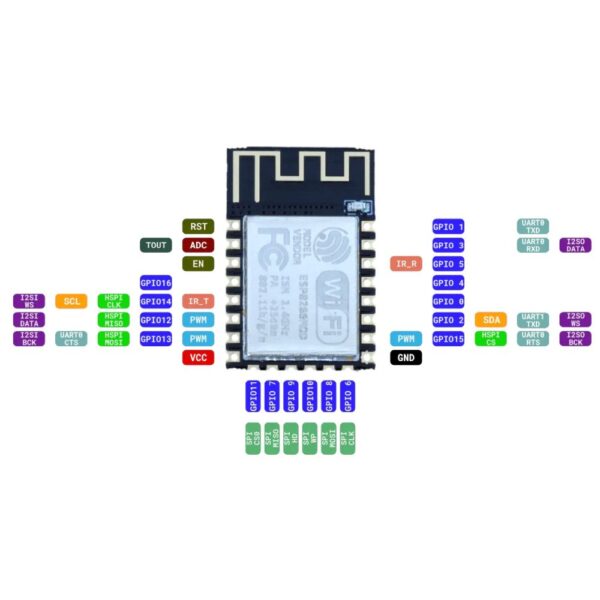 ESP-12E rendszervezérlő 32 bites ESP8266-tal, WiFi-vel, beépített antennával - Image 2