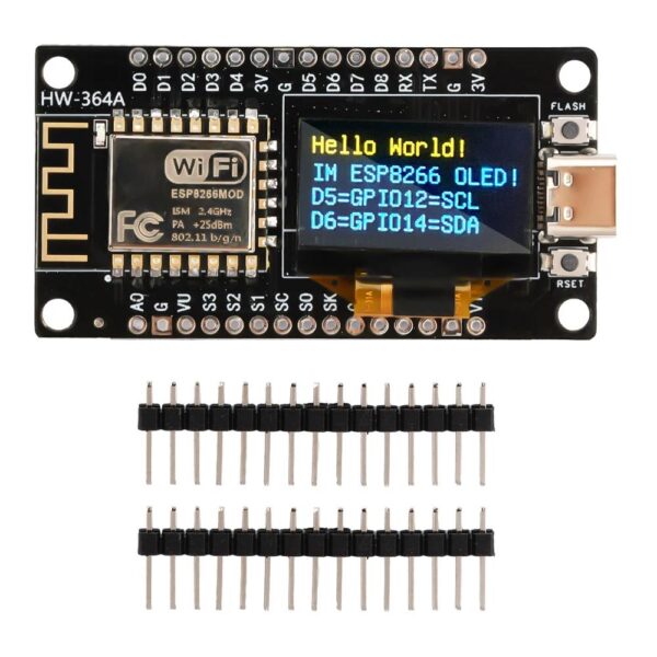 ESP8266 fejlesztő panel 0.96"-os sárga-kék OLED kijelzővel