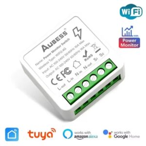 Aubess okoskapcsoló teljesítményméréssel, WiFi-s, Tuya kompatibilis