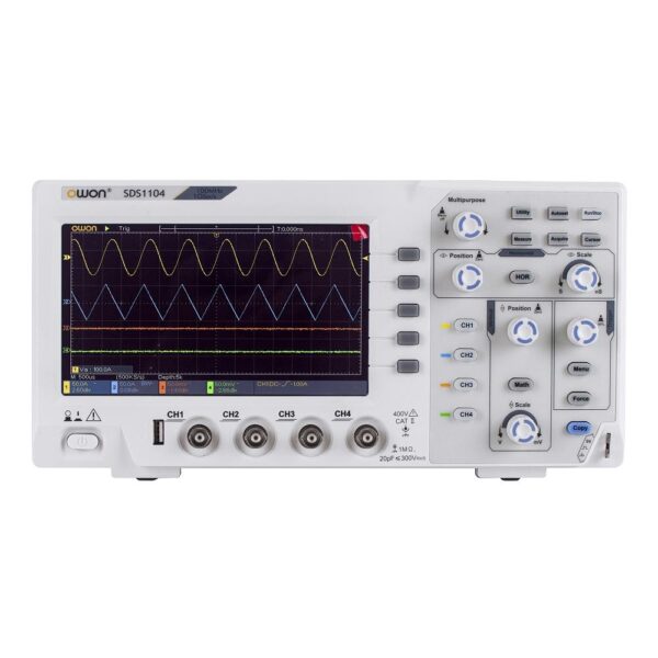 OWON SDS1104 oszcilloszkóp, 4 csatorna, 100 MHz
