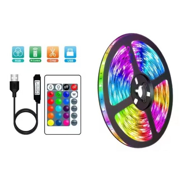 RGB USB LED szalag távirányítóval, 5m