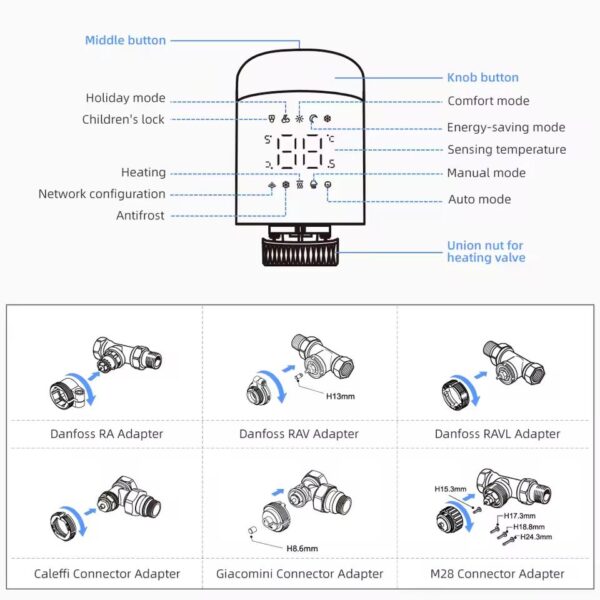 Avatto TRV16 WiFi Tuya smart radiátorszelep állítómotor okos termosztát - Image 3