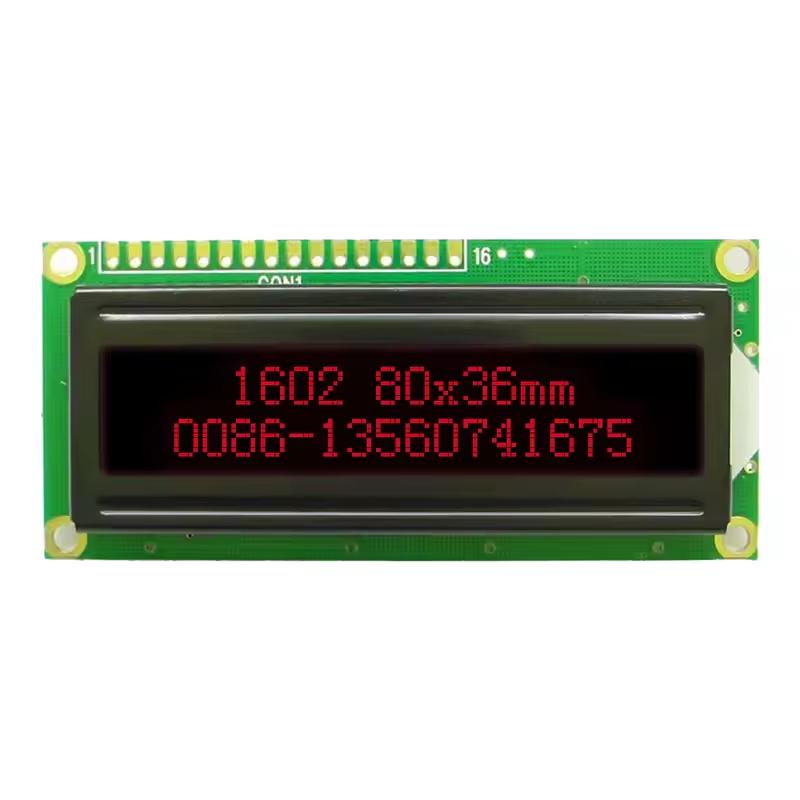 2x16 karakteres inverz LCD modul piros háttérvilágítással